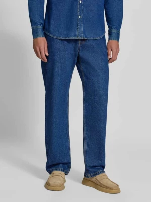 Jeans o kroju straight fit w 5 kieszeni REVIEW Niebieski