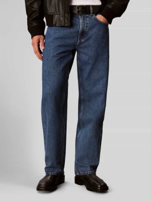 Jeans o kroju straight fit z czystej bawełny w fasonie 5-kieszeniowym Calvin Klein Jeans Jeansowy niebieski