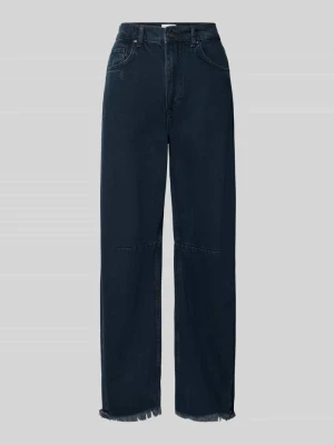 Jeans o kroju wide fit z dodatkiem lyocellu z wykończeniem frędzlami Rich & Royal Czarny