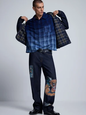 JEANS Z NADRUKIEM Desigual niebieski