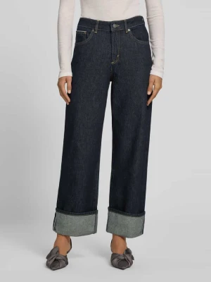 Jeans z raw denimu z szerokim brzegiem Style Icon Collection Jeansowy niebieski
