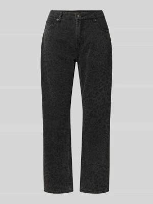 Jeans z średnim stanem w tkanina stylizowana na denim w zwierzęcy wzór Juvia Czarny