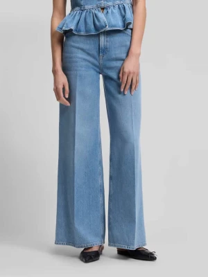 Jeans z szerokimi nogawkami z czystej bawełny z kantami Hugo Jasnoniebieski
