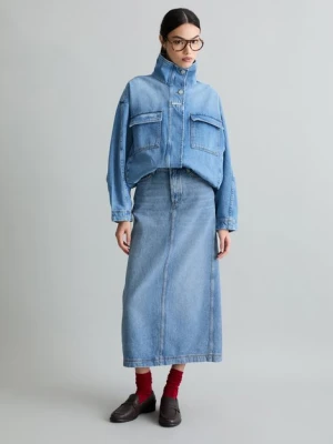 Jeansowa bluza oversize ze stójkowym dekoltem Marc O'Polo