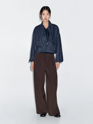 Jeansowa Bomberka Z Mieszanki Bawełny - Granatowy - - Massimo Dutti - Kobieta