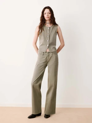 Jeansowa kamizelka w paski khaki - Teen - MANGO TEEN