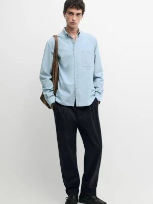 Jeansowa Koszula Relaxed Fit Z Kieszenią - Niebieski - Massimo Dutti - Male