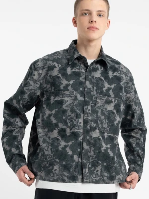 Jeansowa koszula z nadrukiem na całości Reporter