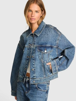 Jeansowa kurtka boyfriend (trucker) Denim by PINK Victoria's Secret Niebieski