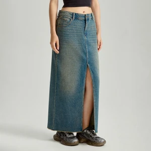 Jeansowa spódnica maxi niebieska House