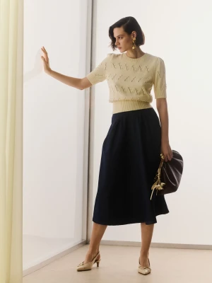 Jeansowa spódnica midi z wysokim stanem TARANKO