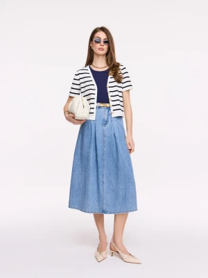 Jeansowa spódnica midi z wysokim stanem TARANKO