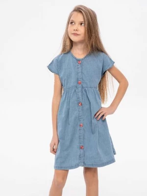 Jeansowa sukienka dziewczęca z krótkim rękawem Minoti