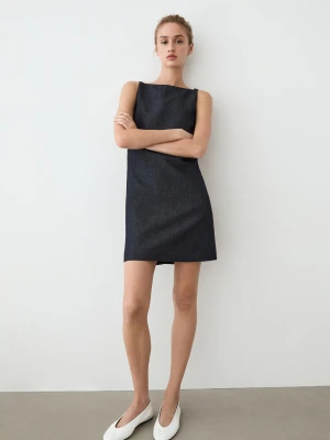 Jeansowa Sukienka Mini - Ciemnoniebieski - - Massimo Dutti - Kobieta