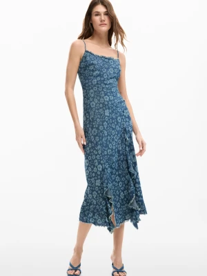 Jeansowa sukienka z falbanami Desigual