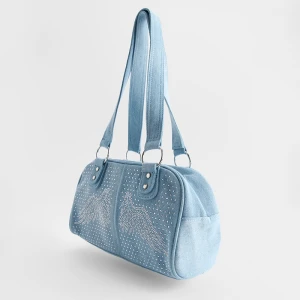 Jeansowa torebka z dżetami jasnoniebieska House