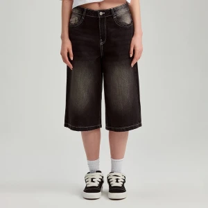 Jeansowe bermudy baggy fit czarne House