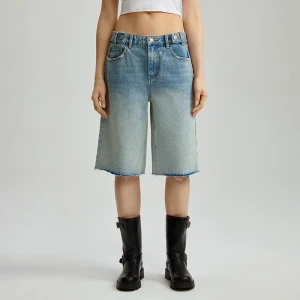 Jeansowe bermudy baggy fit z efektem sprania House