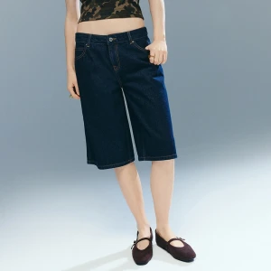 Jeansowe bermudy z niskim stanem granatowe House