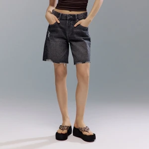 Jeansowe bermudy z surowym wykończeniem czarne House