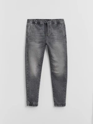 Jeansowe joggery z przetarciami grafitowe House