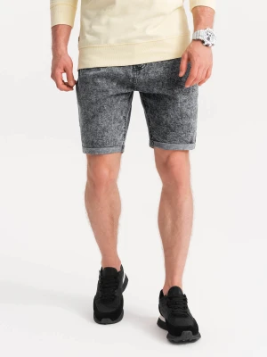 Jeansowe marmurkowe szorty męskie - szare V3 - Rozmiar: XL Ombre Clothing