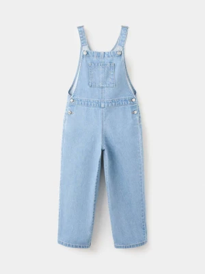 Jeansowe ogrodniczki z haftem średni niebieski - Dzieci - - MANGO KIDS