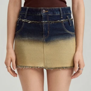 Jeansowe spódnico-spodenki z efektem sprania House