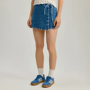 Jeansowe spódnico-spodenki z wiązaniem niebieskie House