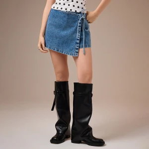 Jeansowe spódnico-spodenki z wiązaniem niebieskie House