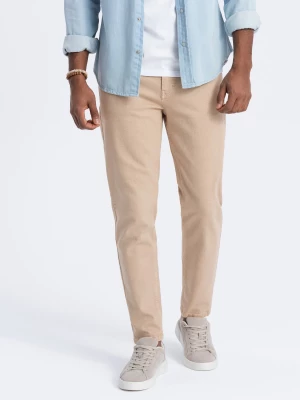 Jeansowe spodnie męskie bez przetarć SLIM FIT - beżowe V8 OM-PADP-0148
 -                                    L