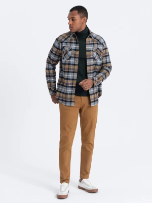 Jeansowe spodnie męskie bez przetarć SLIM FIT - camel V10 OM-PADP-0148
 -                                    XL