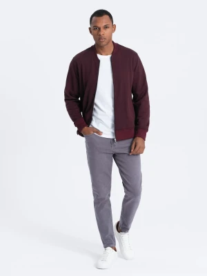 Jeansowe spodnie męskie bez przetarć SLIM FIT - grafitowe V5 - Rozmiar: XL Ombre Clothing