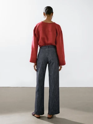 Jeansowe Spodnie Z Mieszanki Bawełny - Granatowy - - Massimo Dutti - Kobieta
