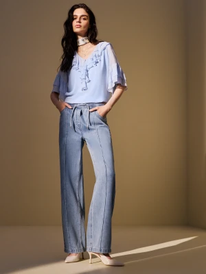 Jeansowe spodnie z wysokim stanem TARANKO