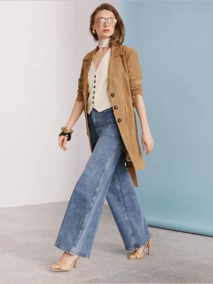 Jeansowe spodnie z wysokim stanem w stylu vintage TARANKO