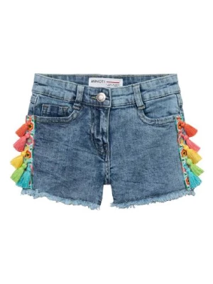 Jeansowe szorty ozdobione kolorową aplikacją dla dziewczynki Minoti