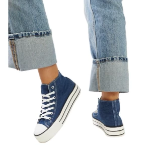 Jeansowe wysokie trampki na grubej podeszwie Bagy niebieskie Inna marka