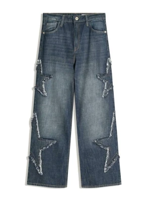 Jeansy baggy Bershka granatowy