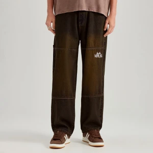 Jeansy baggy fit dirty wash z haftami House