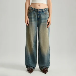 Jeansy baggy fit mid waist granatowe House