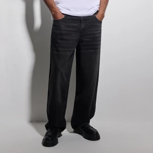 Jeansy baggy fit z poprzecznymi przetarciami czarne House