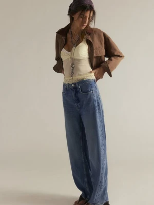 Jeansy baggy Free People niebieski