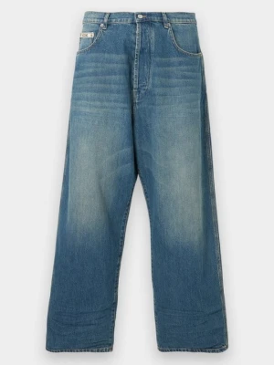 Jeansy baggy MOSCHINO niebieski denim