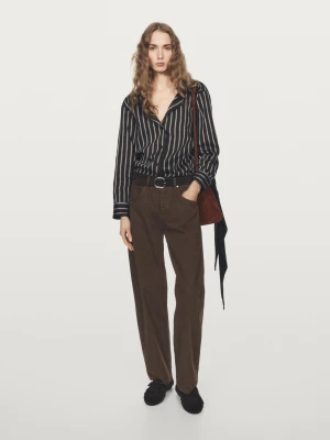 Jeansy Balloon Fit Z Wysokim Stanem - Czekoladowy - - Massimo Dutti - Kobieta