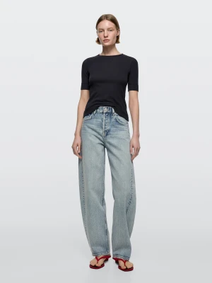 Jeansy Balloon Fit Ze Średnim Stanem - Jasnoniebieski - - Massimo Dutti - Kobieta