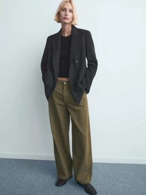 Jeansy balloon z niskim stanem khaki - Kobieta - - MANGO