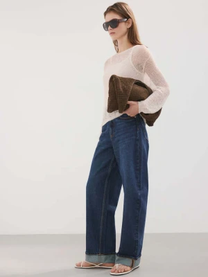 Jeansy balloon z podwiniętym dołem ciemnoniebieski - Kobieta - - MANGO