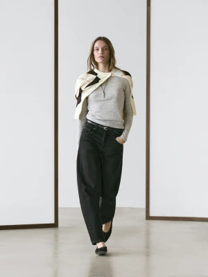 Jeansy Balloon Ze Średnim Stanem - Czekoladowy - - Massimo Dutti - Kobieta