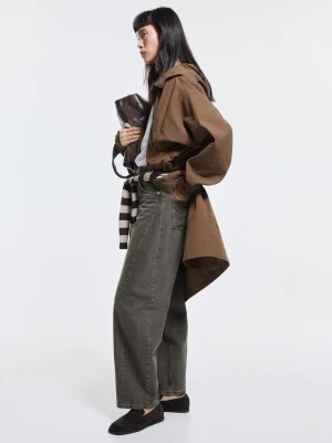 Jeansy Balloon Ze Średnim Stanem - Szary Naturalny - - Massimo Dutti - Kobieta